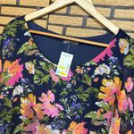 West Kei  Blue Floral Blouse Size XL Photo 4
