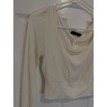 Final Touch  Cowl Neck Crop Top Long Sleeve Made in USA Cream Size‎ M Photo 1