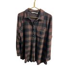 Soft Surroundings Mad About You Blouse LP Brown Plaid Cozy Fall Button Top Photo 1
