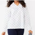 Croft & Barrow  Women's Plus Size 3X Swiss Dot‎ White Blue Blouse Photo 0