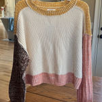Cozy Cropped Sweater Freshman Acrylic Knit Crochet Gold Beige Brown Multiple Size XL Photo 0