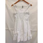 AQUA  Women'S White Square Neckline Sleeveless Ruffle-Trim Mini Dress Size‎ M Photo 1