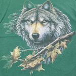 Anvil 90s Vintage Shirt Size Medium Nature Tee Wolf Graphic Print T-Shirt Green Unisex T-shirt Photo 3