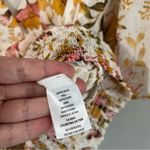 Haver + Blair Floral Smocked Blouse XL Gold Thread Boho Flutter Sleeve Top Photo 3