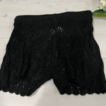 Black Crochet Knit Shorts Drawstring Waist Summer Beach Cover Up Women's Black Size L Photo 0