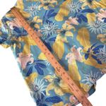 Vintage 100% Silk Tropical Print Top Women Size L Rum Runner Blue Retro Resort Size L Photo 10