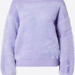Anthropologie FRNCH Paris Julianne Sweater In Lilac Sz L Balloon Sleeve Fuzzy Photo 0