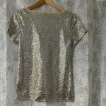 Michael Kors Silver Sequin Round Neck Cap Sleeve Top EUC Photo 3