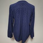 Gap  Factory Navy Mint Polka Dot Long Sleeve Vneck Blouse Size Medium Photo 4