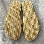 J.Crew EUC Women’s Gold Criss Cross Slide Sandals Size 10 Photo 4