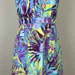 Title Nine Trouble Nimblene Dress 4 Multicolor Tropical Built In Bra Zip A-Line Photo 0