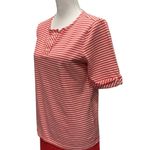 Appleseed 100% Cotton Orange & White Striped Folded Cuffs Button Detail Size M Size M Photo 1