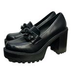 Madden Girl Kappie Platform Lug Sole Loafer Black Faux Leather 90s Size 8.5 Photo 1
