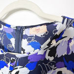 NELL 100%‎ Silk Size 8 Short Sleeve Blue Floral Drop Waist Dress Photo 1