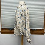 Fate Tan Blue Flower Print Oversized Boho Long Sleeve Button Down Shirt Photo 8