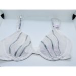 Victoria's Secret  Very Sexy Sheer Shine Unlined Low-Cut Demi Bra 32D Rhinestones Photo 2