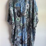Winton + Waits Women Floral Bombay Blue Kimono Duster Open Front Boho OSFM Beach Size undefined Photo 11