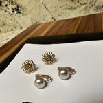 Trifari Lot Of 3 Signed Gold Tone Clip-on Clip On Earrings 2 Avon 1  Photo 7