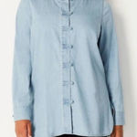 J Jill Tunic Top Toggle Buttons Light Wash Denim Asian Vintage Womens Size XS Blue Photo 0