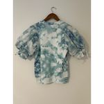 Marie Oliver NWOT  Evie Autumn Sky Blue White Tie Dye Short Puff Sleeve Top S Photo 4