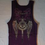 Hooters New Womens Vintage  Purple Angel Wings Ribbed Tank Stretchy Size Medium Photo 7