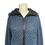 Vince Blue Black Leather Trim Wool Sweater Zip Jacket Black Blue Size XS Photo 1