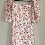 Altar'd State  Red Floral Puff Sleeve Mini Dress Photo 0