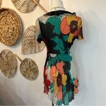 Alberto Makali Vintage Y2K Floral Pleated Ruffle Mini Dress Designer Evening M Photo 6