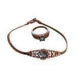 Avon Gold Tone Aquamarine Blue Gem Ring Bracelet Set Princess Photo 0