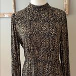 Popsugar  Mock Neck Mini Dress Leopard Animal Print Cuffed Flutter Sleeves Size M Photo 2