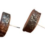 Handcrafted Wooden Tree Slice Earrings Stud Pierced OOAK Wood Ring Boho .75" New Brown Photo 1