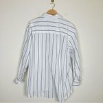 Aritzia  Babaton oversized white with blue/black stripe button front shirt. Small Photo 2