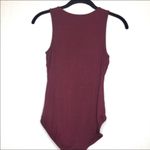 Solemio Maroon Lace Up Snap Bottom Bodysuit Size Small Photo 6