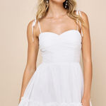 Lulus NWT  Angelic Approach White Chiffon Ruffled Tie-Strap Mini Dress Party XS Photo 0
