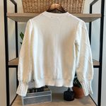 Simplee Pom Pom Bobble Stitch Cable Knit Long Sleeve Sweater, Small White Photo 7