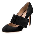 Valentino Garavani Valentino women’s black suede Mary Jane high heel bow pumps size 37 US 7 Photo 0