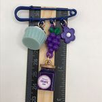 Handmade Charmed Safety Pin Blueberry Grape Floral Blue Photo 4