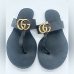 Gucci  Black leather double GG lifford thong flat sandals 38 Photo 4