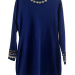 Vintage Cerulean Blue Paillette Gem Embellished Knit Dress Festive Holiday Sz M Size M Photo 0