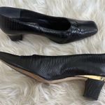 J. Renee Women's Black Pumps 8.5 Gold Accents Square Toe Formal Heel Photo 0