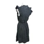 Club Monaco Black Ruffle Pintucked Crew Neck Cocktail A Line Mini Dress Size 00 Photo 6