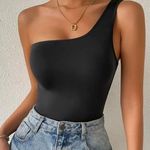 SheIn ‎One shoulder black bodysuit 1X Photo 0