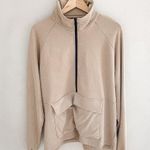 The Range  NYC Half Zip Cotton Terry Sweatshirt Tan Photo 2