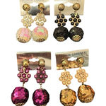 NEW Bundle of (4) Sequin Dangly Tassel Earrings Mardi Gras Purple Gold Photo 0