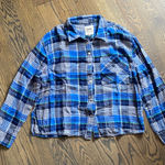 Aerie Blue Plaid Pajama Shirt Photo 0