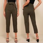 Lulus | Leo Olive Green Paperbag Tie-Waist Cropped Pants in Green Photo 1