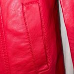 Christopher & Banks Red Leather Like- Jacket with Stand-Up Collar and Fitted Silhouette Photo 1