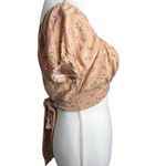 Active USA  Floral Puff Sleeve Wrap Around Crop Top Photo 1