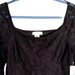 Kirious  Black Lace Crop Top Juniors Size XL  Long Sleeve Pullover Scoop Neck NWT Photo 3