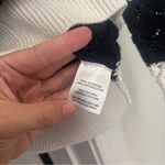 Milly  STRIPED POINTELLE PULLOVER Open Knit Navy Blue Ecru Sweater Photo 2